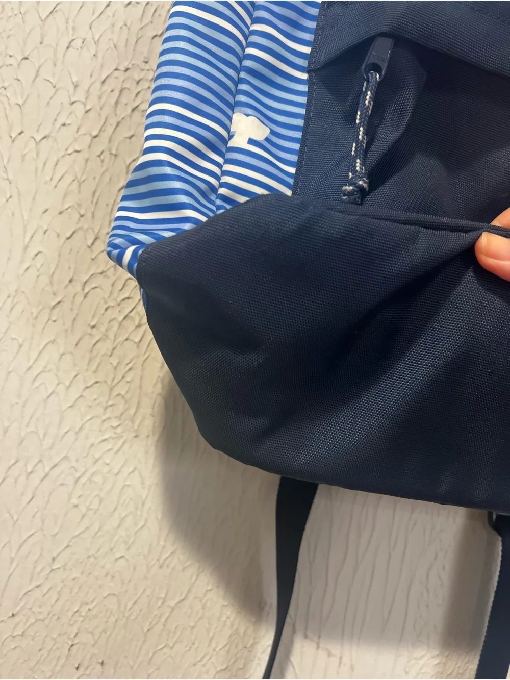 Vineyard Vines Whale Blue and White striped Backpack